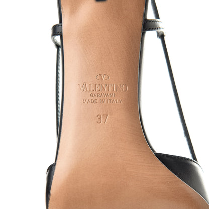 Valentino Garavani Calfskin Tonal Vlogo Slingback 80mm Pumps 37 Black 8 of 9