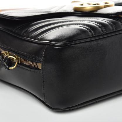 Gucci Calfskin Matelasse Sylvie Web Small GG Marmont Top Handle Shoulder Bag Black 9 of 10