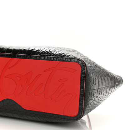 Christian Louboutin Calfskin Crocodile Embossed Spikes Large Cabarock Black 7 of 7