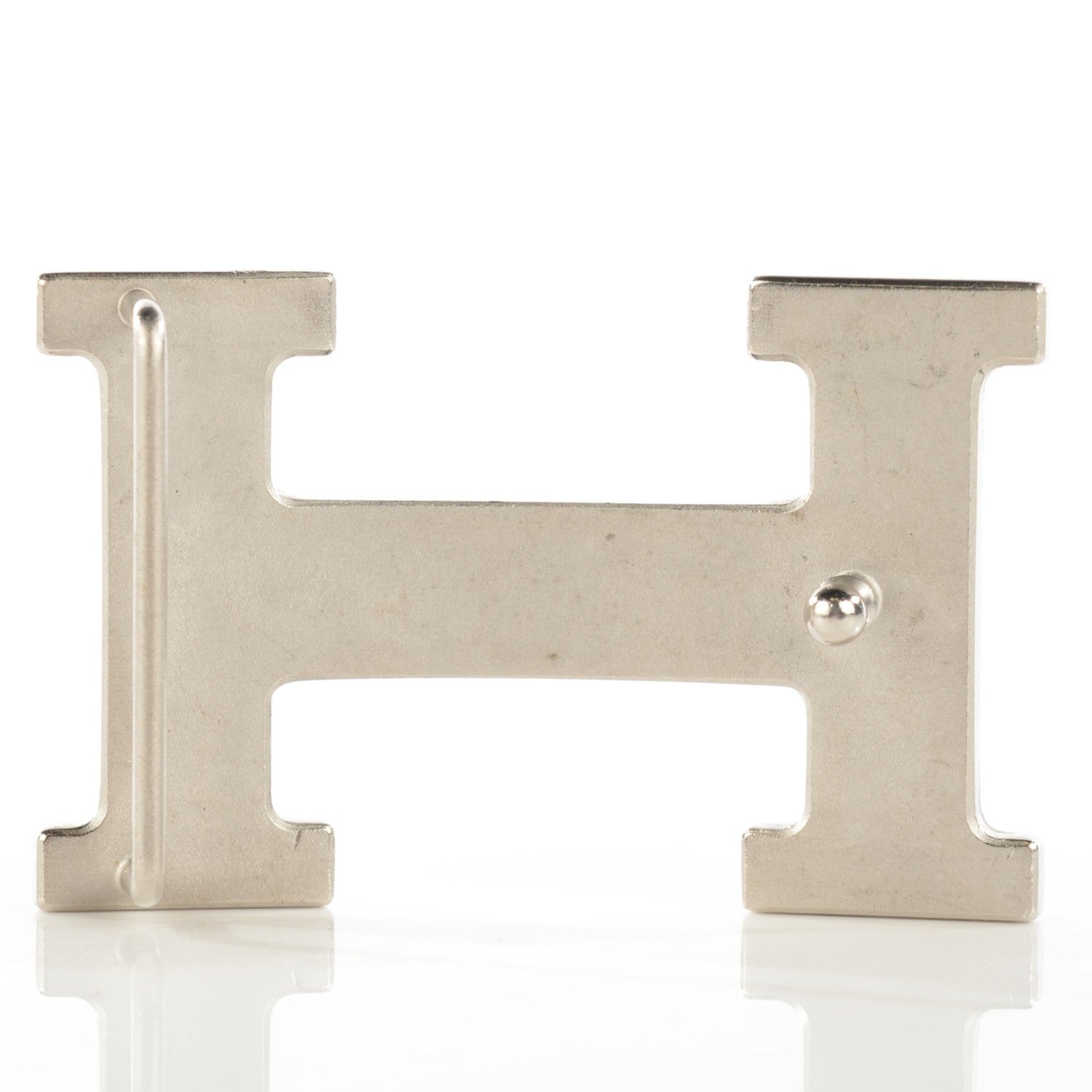 Hermes Palladium Guilloche 32mm H Belt Buckle Silver 3 of 4