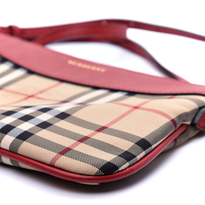 Burberry Horseferry Check Peyton Crossbody Clutch Bag Parade Red 7 of 10