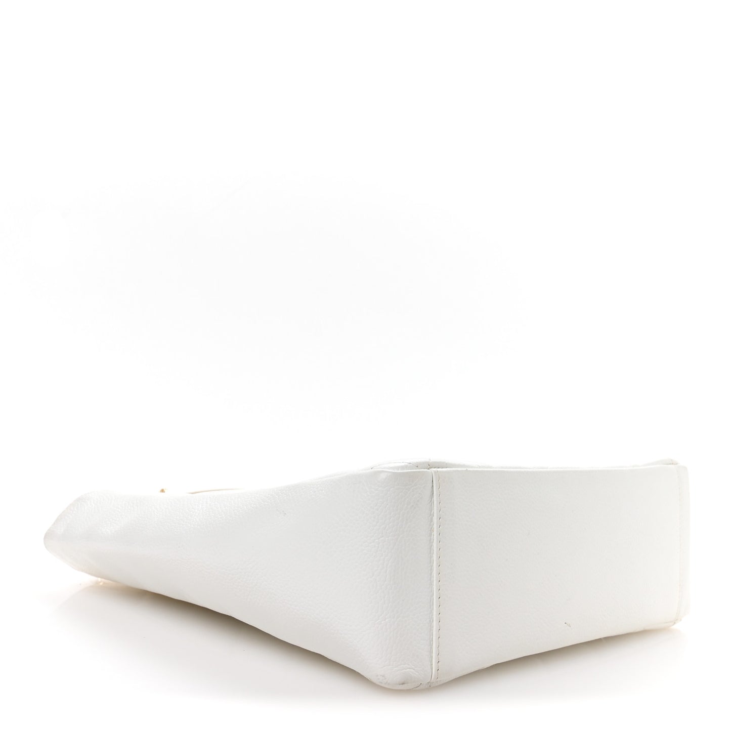 Caviar Quilted Petit Shopping Tote PST White