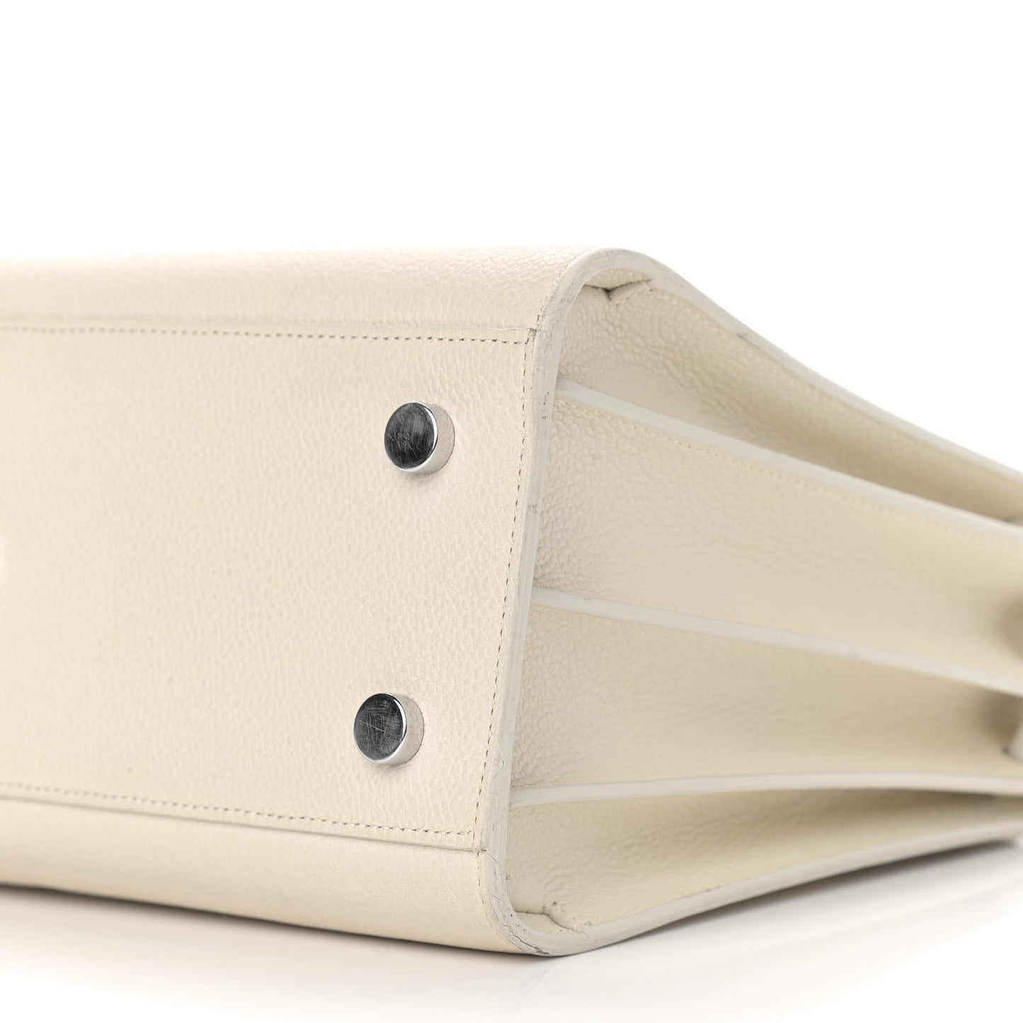 Grained Calfskin Baby Sac De Jour White