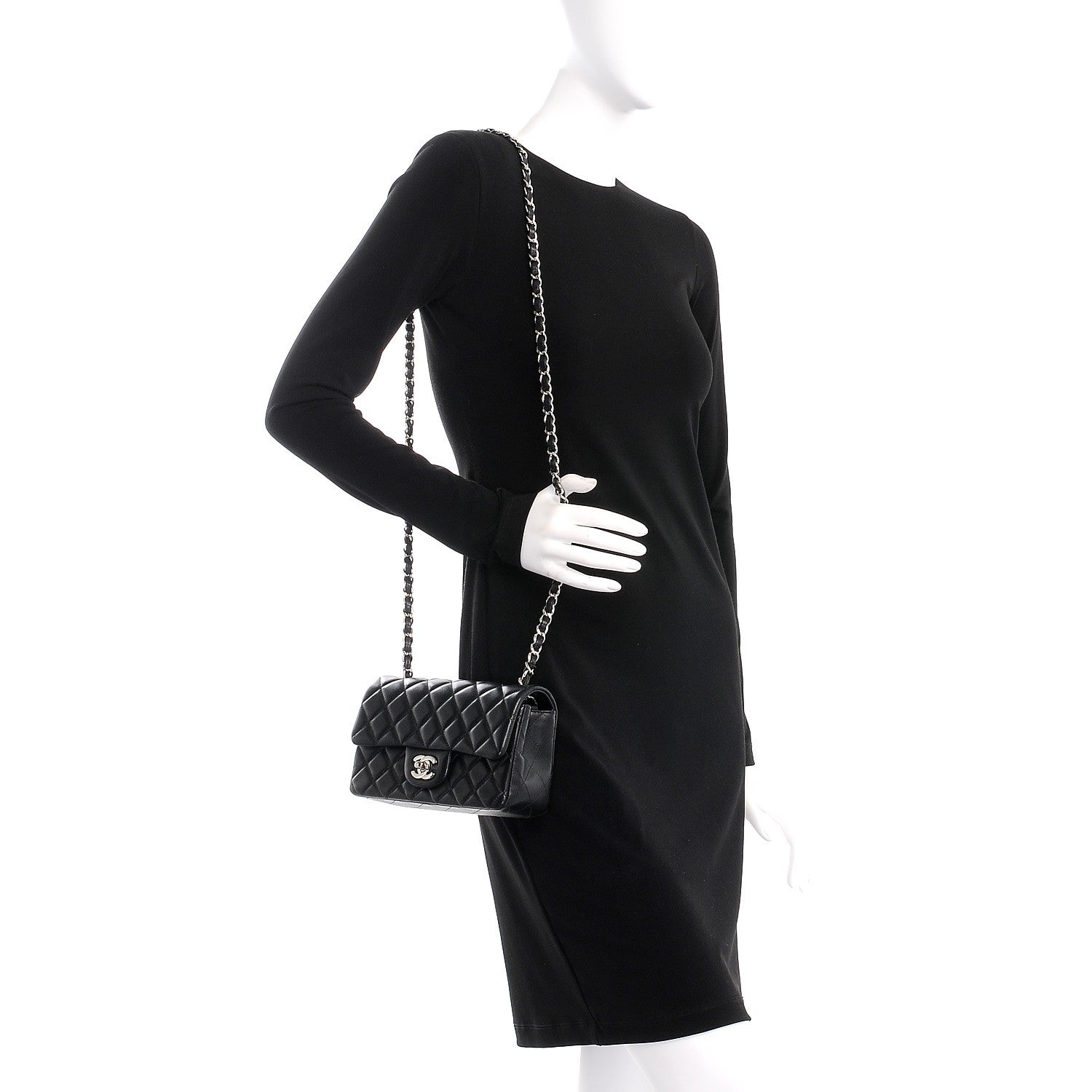 Chanel Lambskin Quilted Mini Rectangular Flap Black 2 of 9