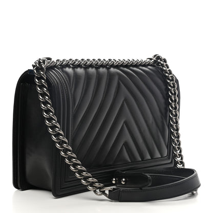 Chanel Calfskin Chevron Quilted Medium Boy Flap Black 3 of 13