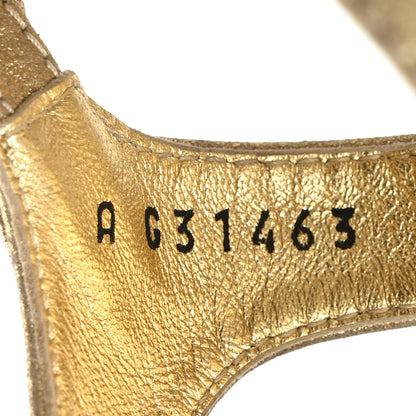 Chanel Metallic Lambskin Quilted Chain CC Thong Sandals 37.5 Gold 6 of 8