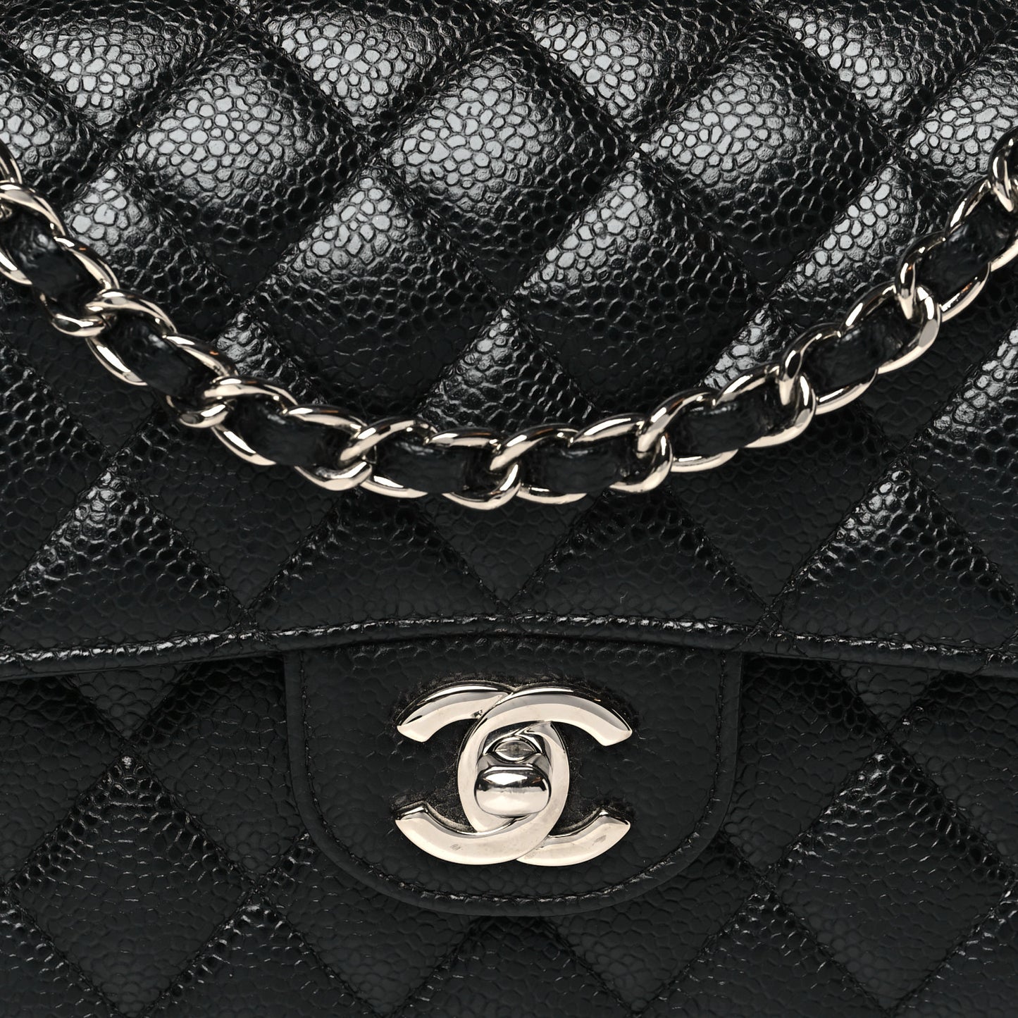 Caviar Quilted Small Double Flap Black