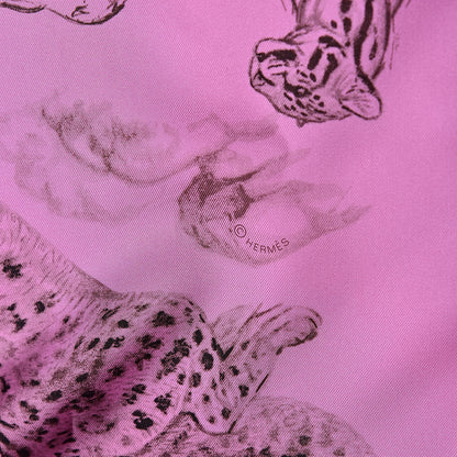Hermes Silk Dans l'atelier de Robert Dallet Scarf 90 Rose Cyclamen Gris Sepia 4 of 6