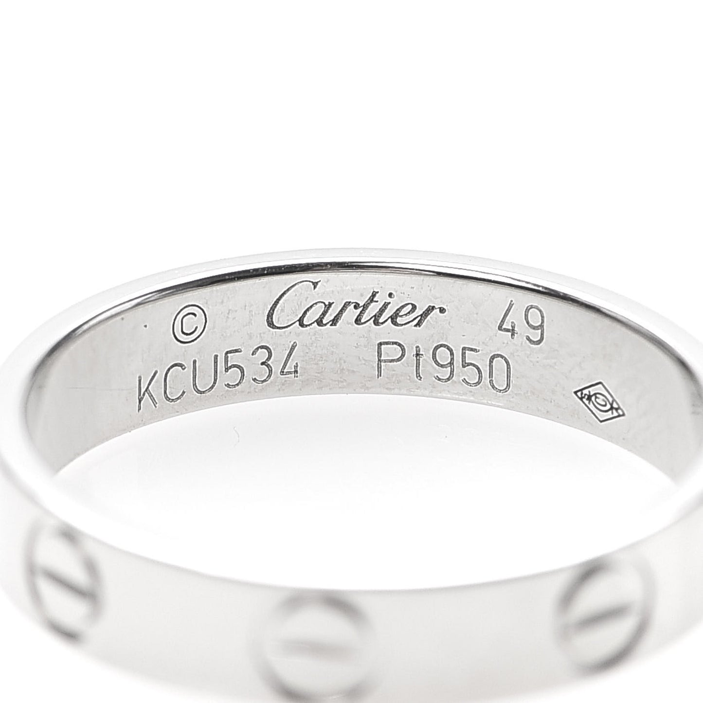 Platinum 3.5mm LOVE Wedding Band Ring 49 4.75