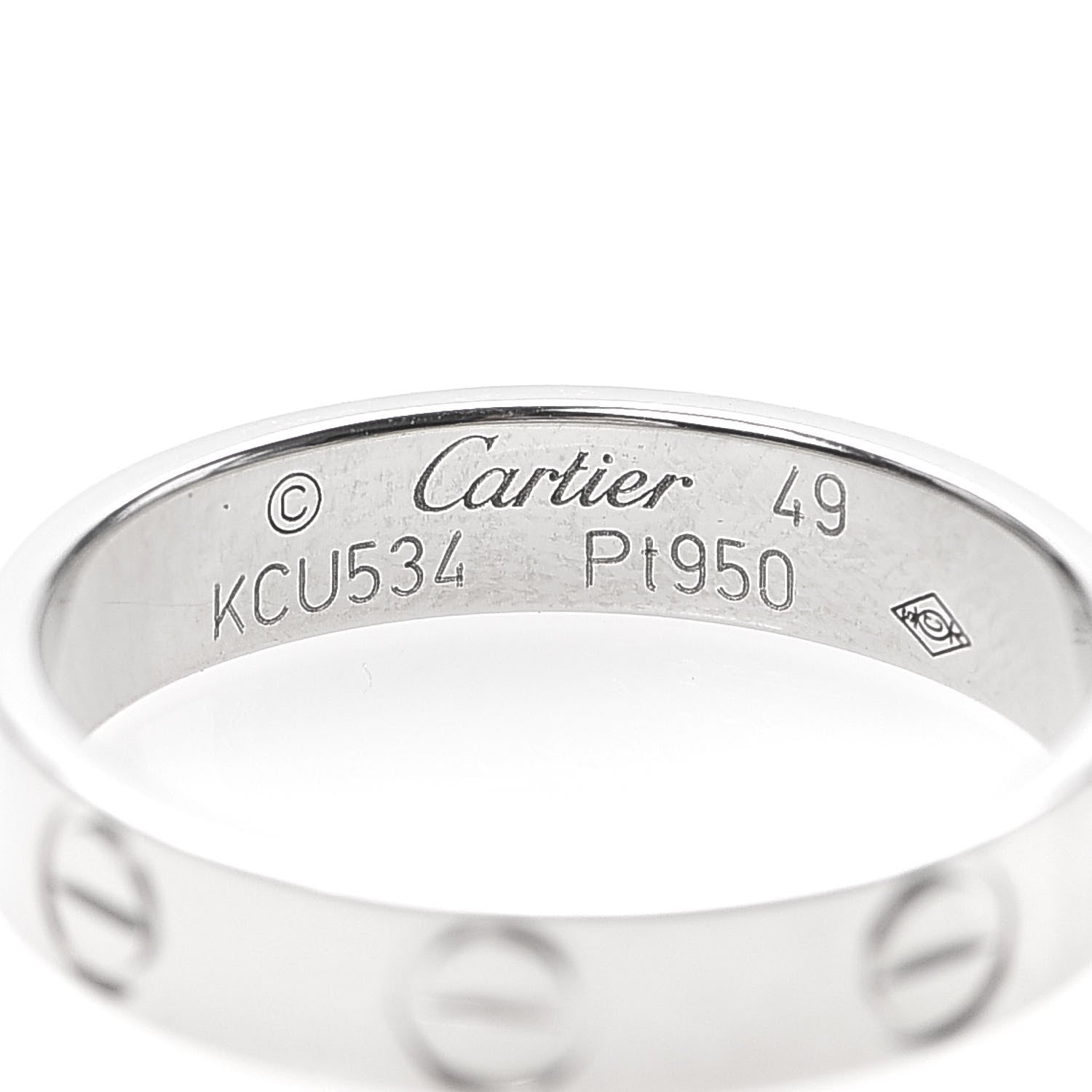Cartier Platinum 3.5mm LOVE Wedding Band Ring 49 4.75 4 of 5