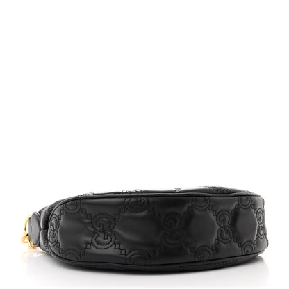 Gucci Calfskin GG Matelasse Small Hobo Shoulder Bag Black Natural 4 of 10