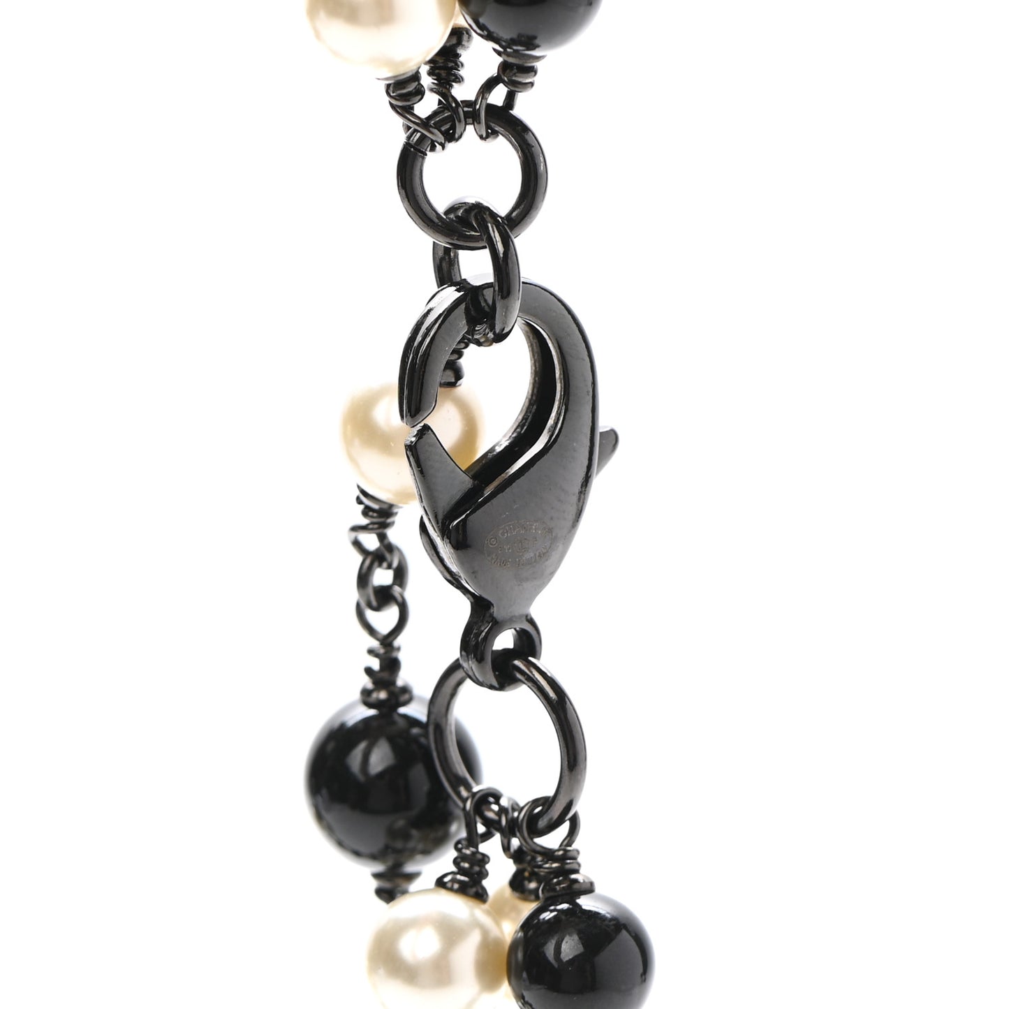 Pearl Bead CC Long Necklace Ruthenium Black