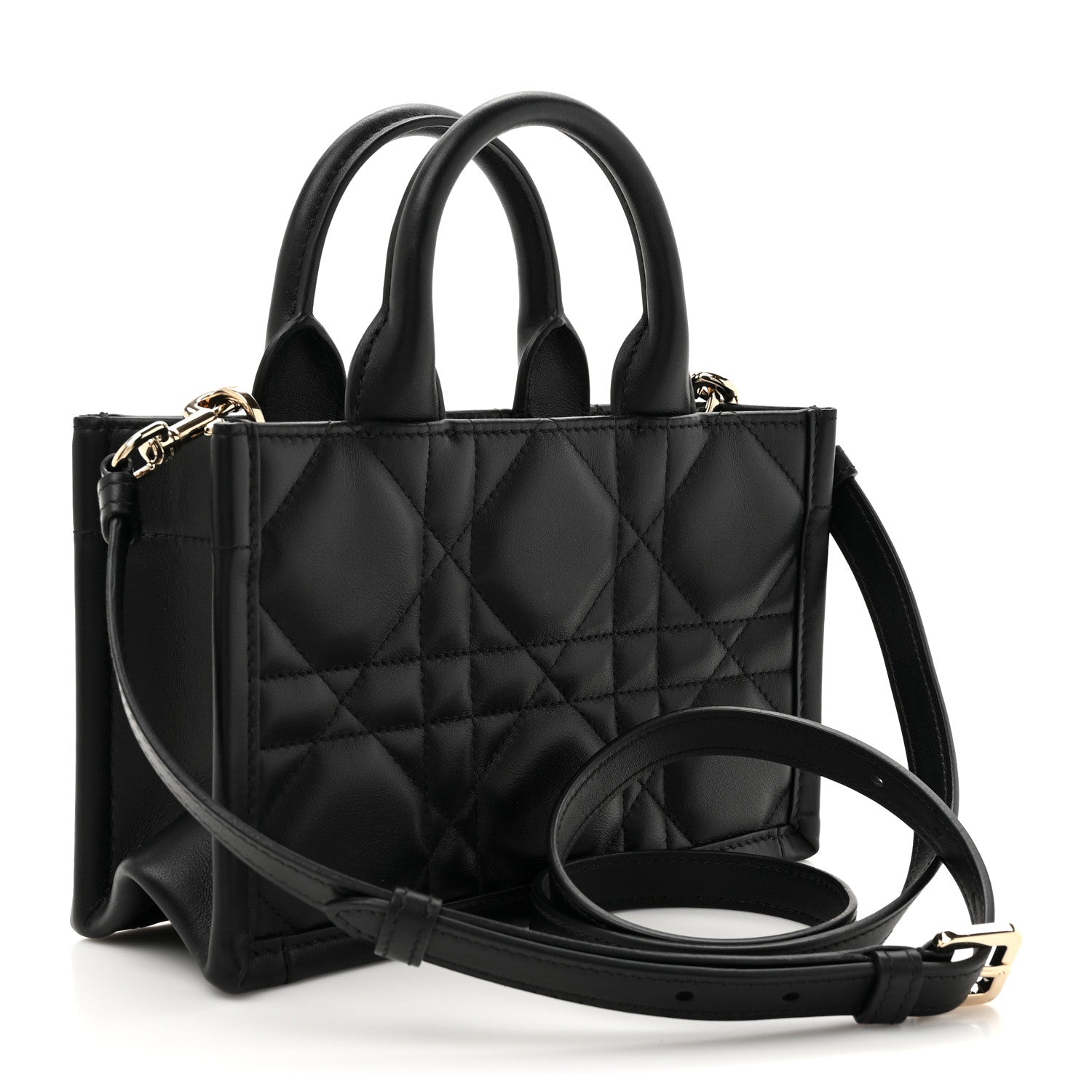 Christian Dior Calfksin Macrocannage Mini Book Tote Black 3 of 10