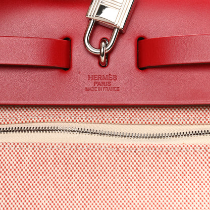 Hermes Vache Hunter Toile Pegase Pop Herbag Zip Retourne 31 PM Rouge Piment 6 of 14