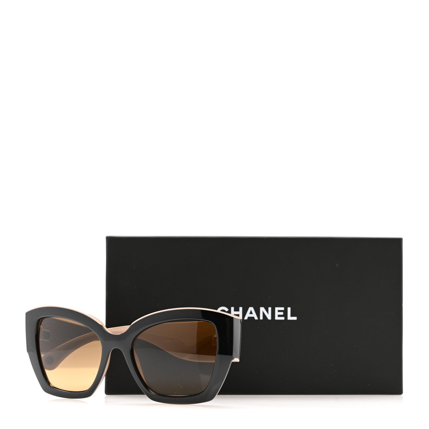 Chanel Acetate Square Sunglasses 6058 Black Beige 9 of 9