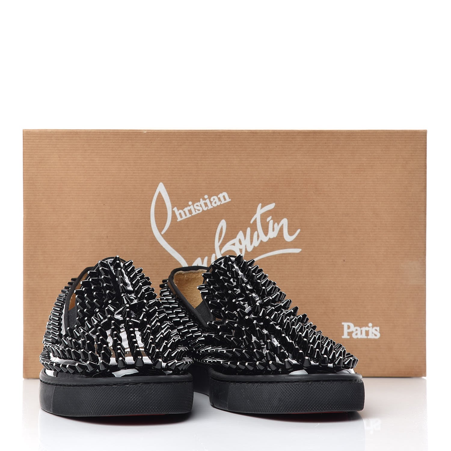 Christian Louboutin Patent Spikes Mens Galactokai Flat 42 Black Lucido 10 of 10