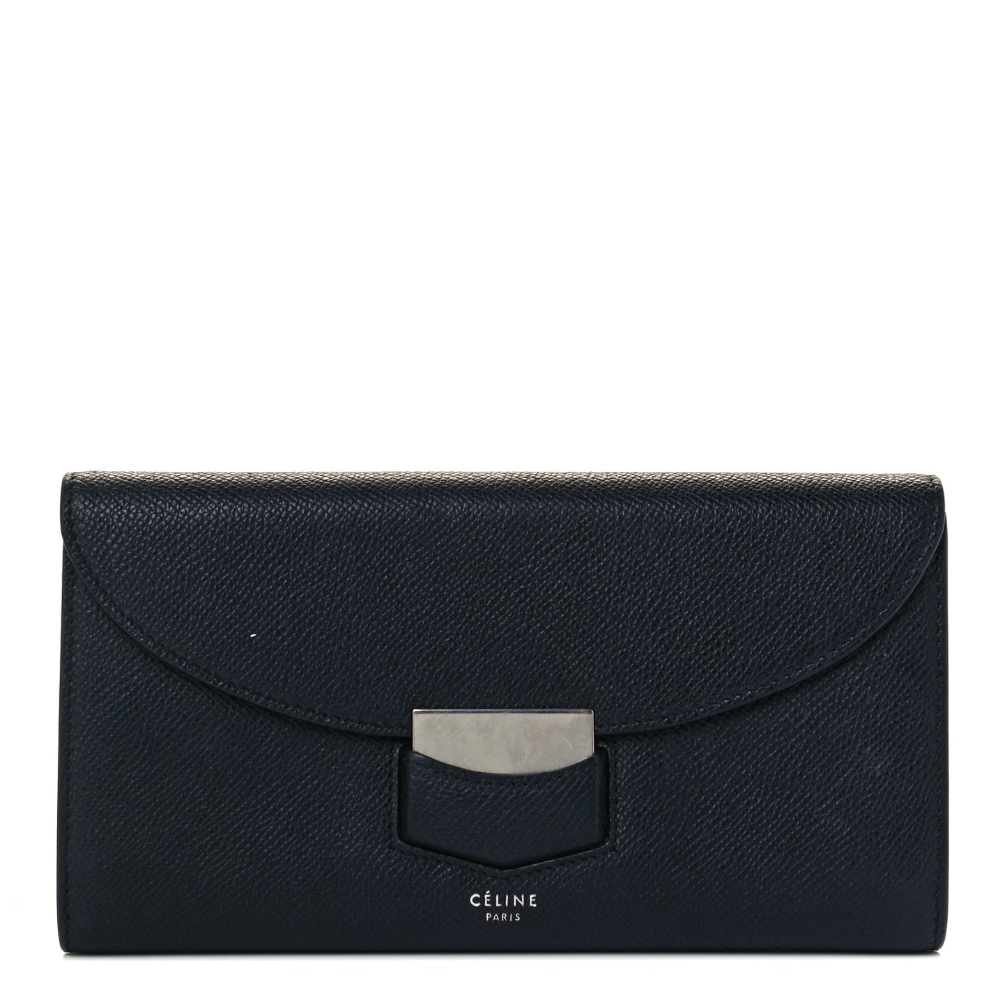 Grained Calfskin Large Trotteur Multifunction Flap Wallet Black