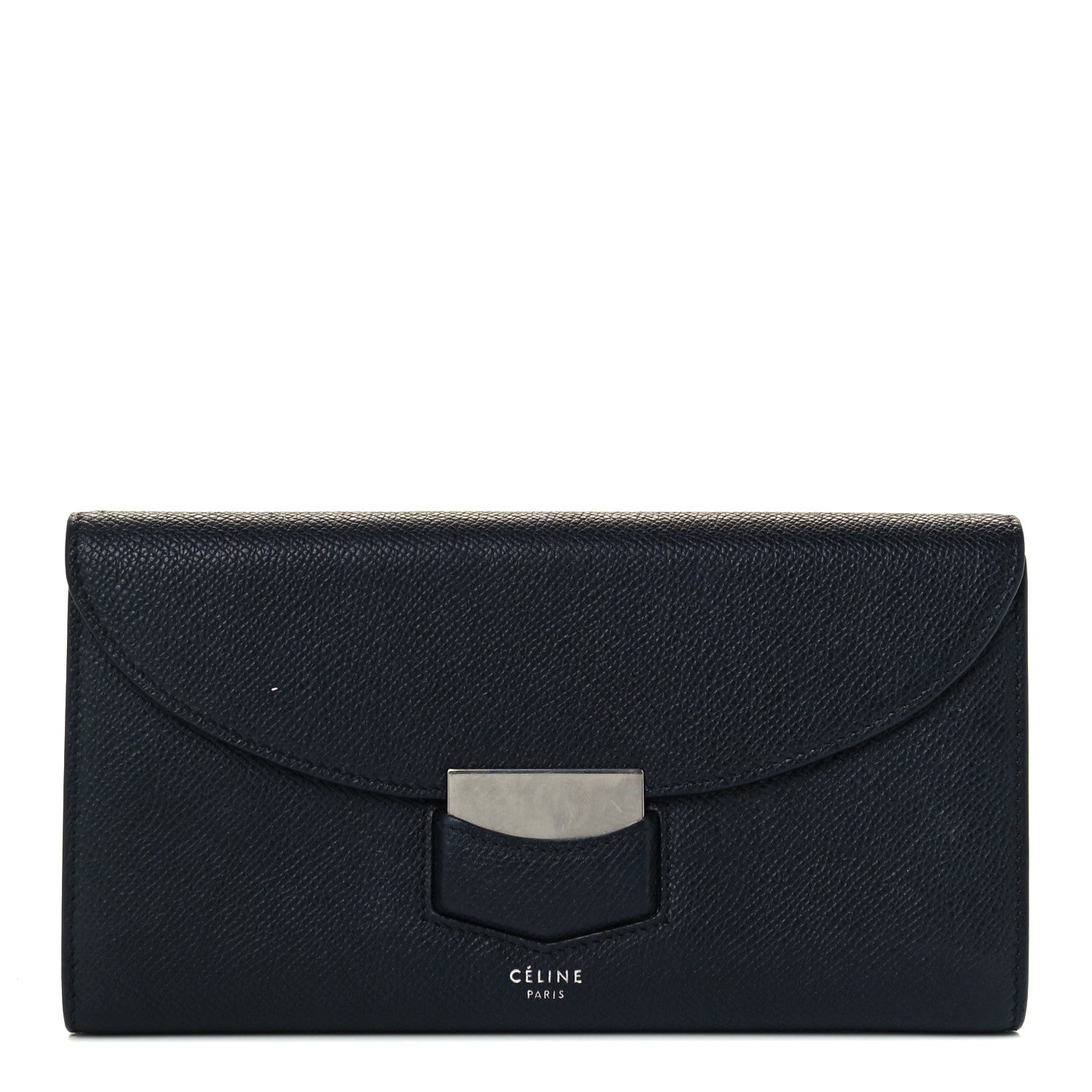 Celine Grained Calfskin Large Trotteur Multifunction Flap Wallet Black 1 of 9