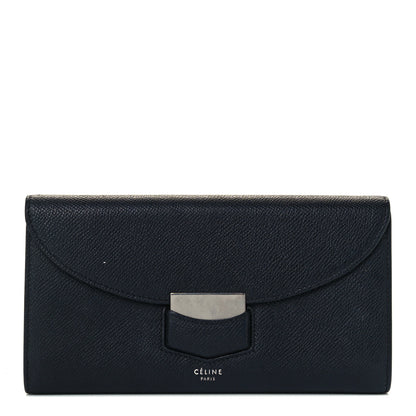 Celine Grained Calfskin Large Trotteur Multifunction Flap Wallet Black 1 of 9