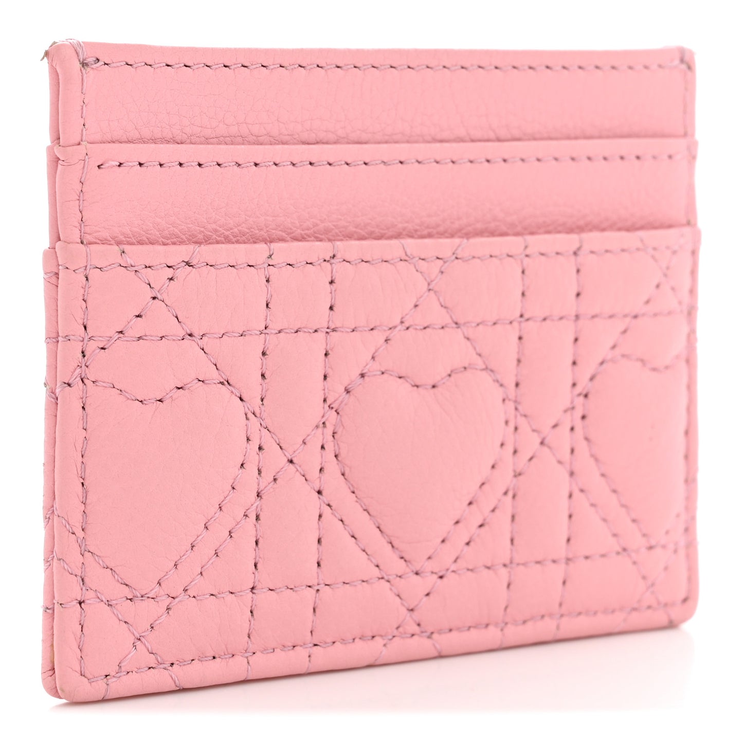 Calfskin Cannage Dioramour Caro Five-Slot Card Holder Pink