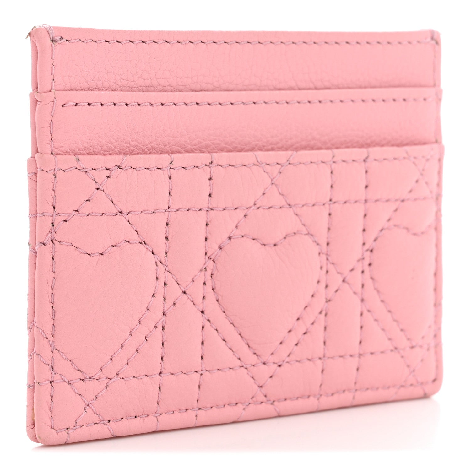 Christian Dior Calfskin Cannage Dioramour Caro Five-Slot Card Holder Pink 3 of 8