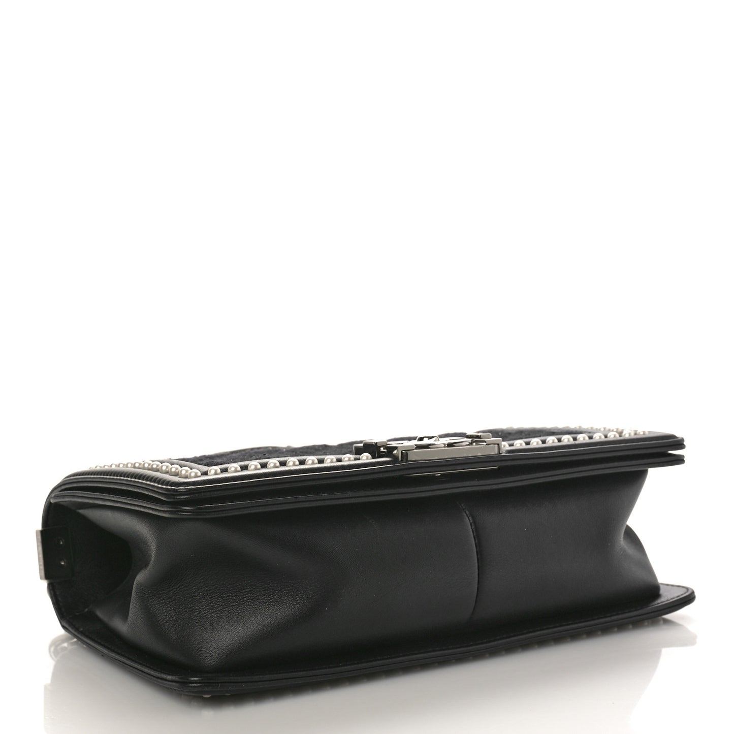 Calfskin Pearl Tweed Medium Boy Flap Black