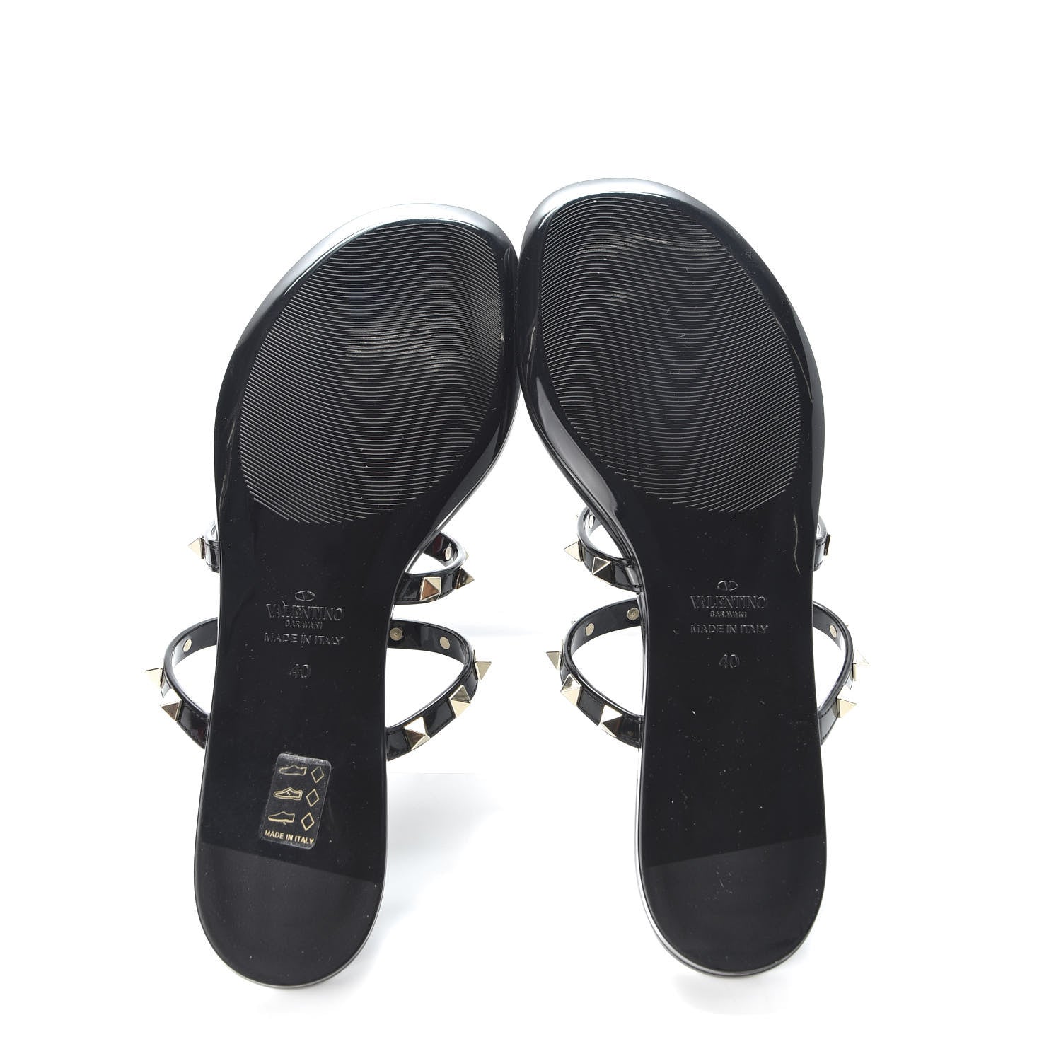 Valentino Garavani PVC Jelly Rockstud Caged Flat Thong Sandals 40 Black 6 of 9