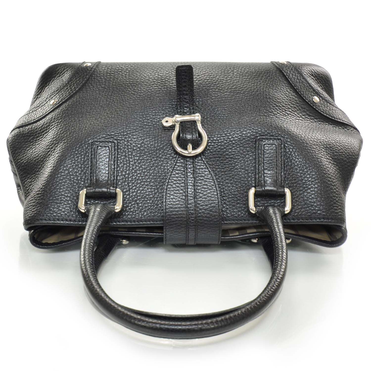 Burberry Pebbled Leather Satchel Black 5 of 9
