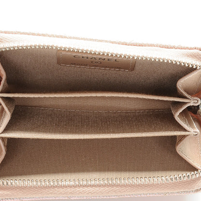 Chanel Metallic Caviar Chevron Quilted Zip Around Coin Purse Light Gold 5 of 7