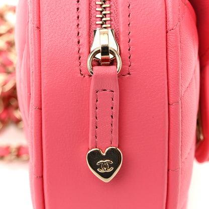 Chanel Lambskin Quilted CC In Love Heart Clutch With Chain Pink 11 of 13