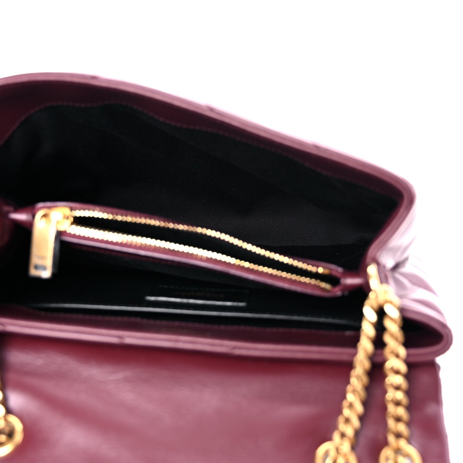 Saint Laurent Calfskin Y Quilted Monogram Small Loulou Chain Satchel Dark Legion Red 5 of 11