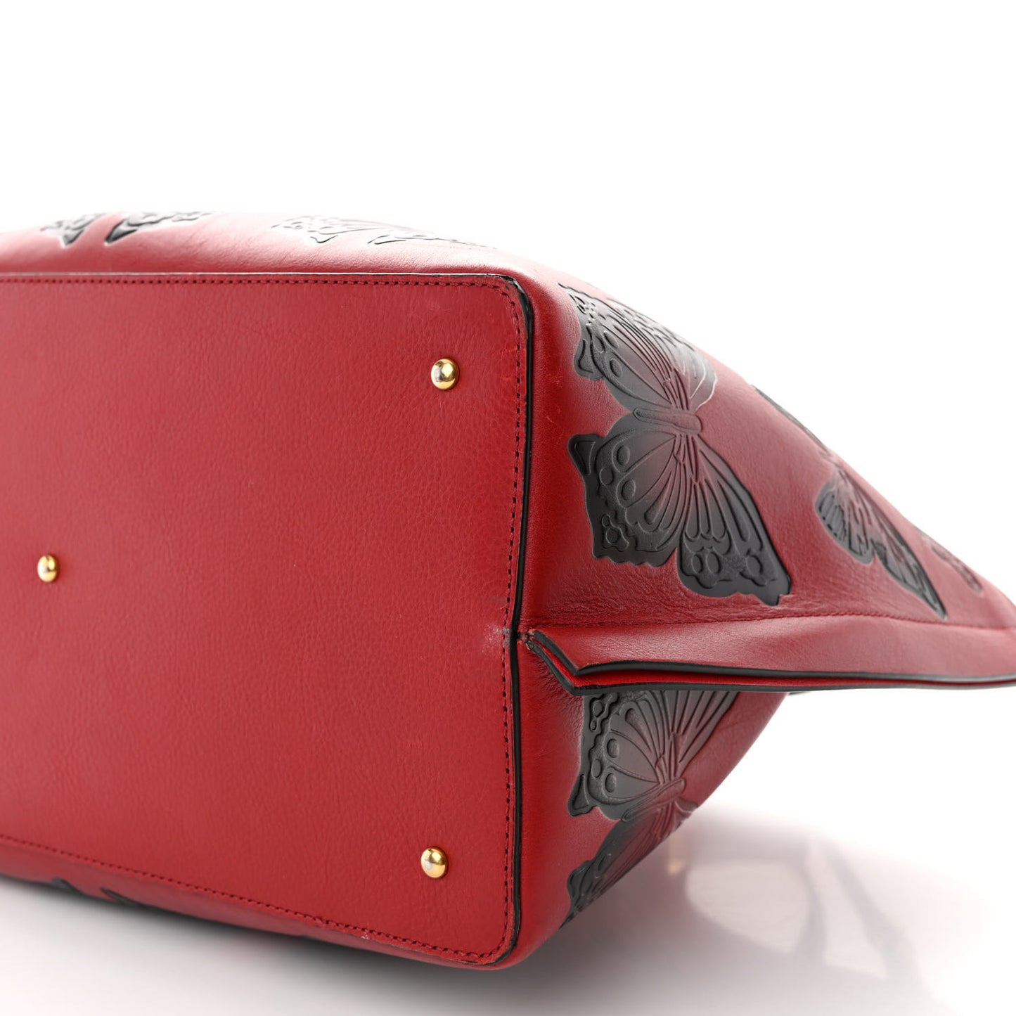 Grained Calfskin Butterfly Embossed Medium VLogo Escape Shopper Bag Red Black
