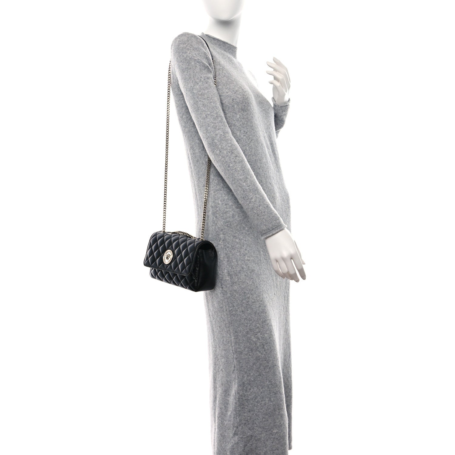 Versace Nappa Quilted Medusa Small Chain Shoulder Bag Black 2 of 8