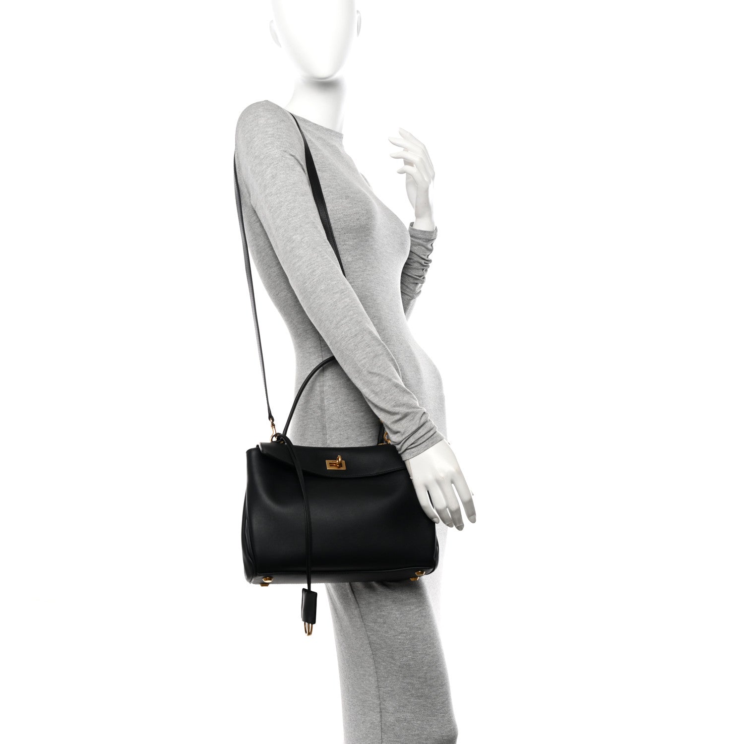 Balenciaga Natural Smooth Calfskin Small Rodeo Top Handle Handbag Black 2 of 10