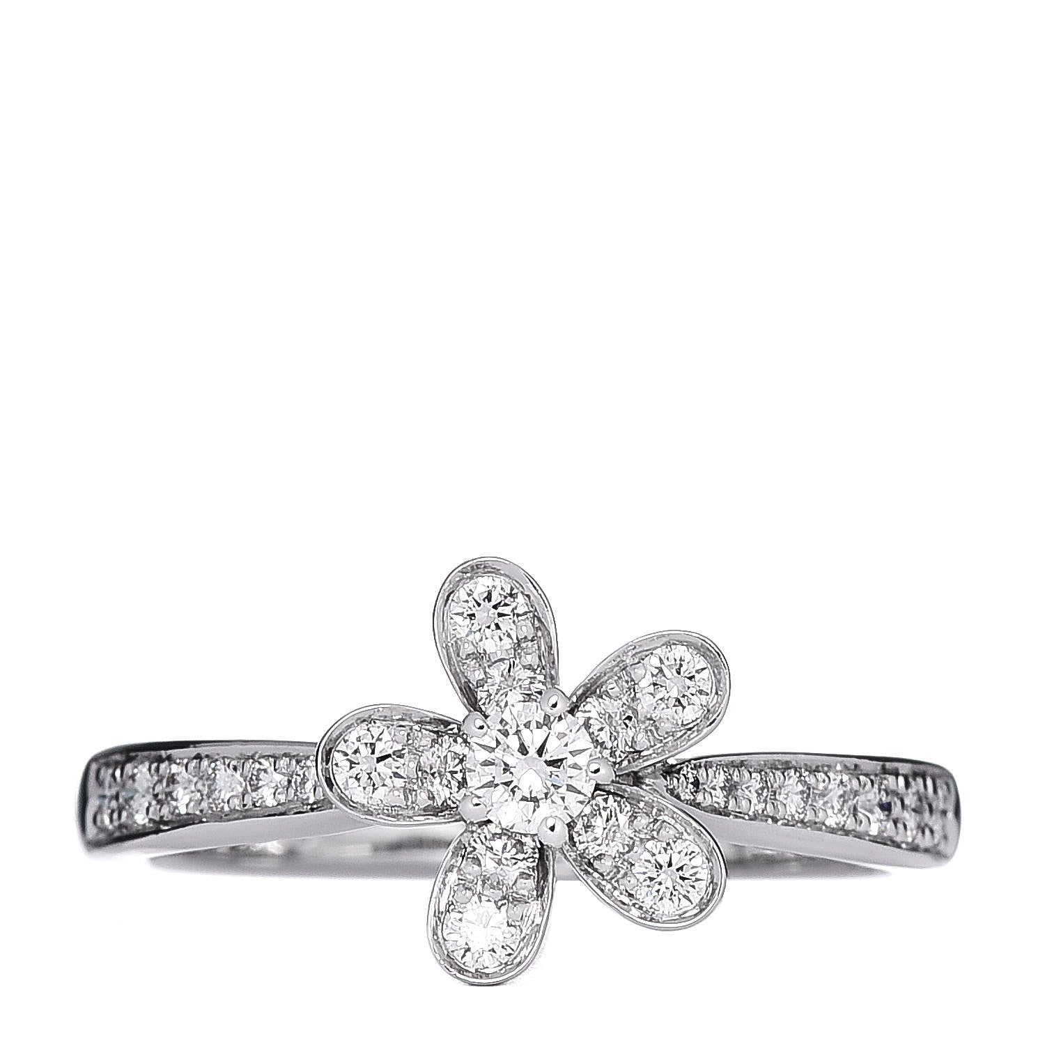 Van Cleef & Arpels 18K White Gold Diamond Socrate Ring 56 7.5 1 of 8