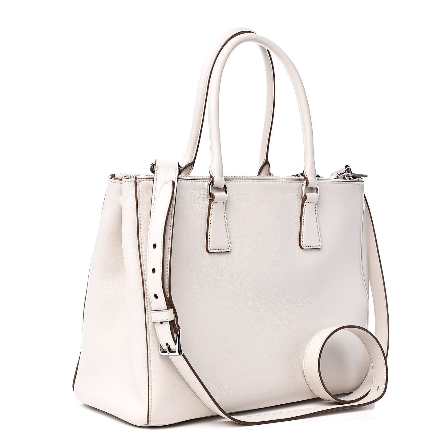 City Calfskin Bi-Color Large Galleria Double Zip Tote Talco Mimosa
