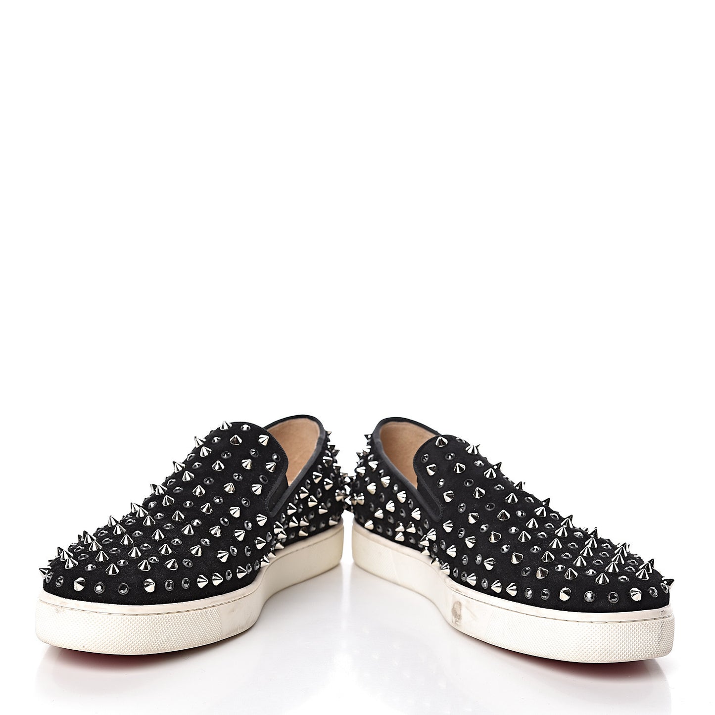 Veau Velours Studded Womens Slip On Sneakers 40.5 Black