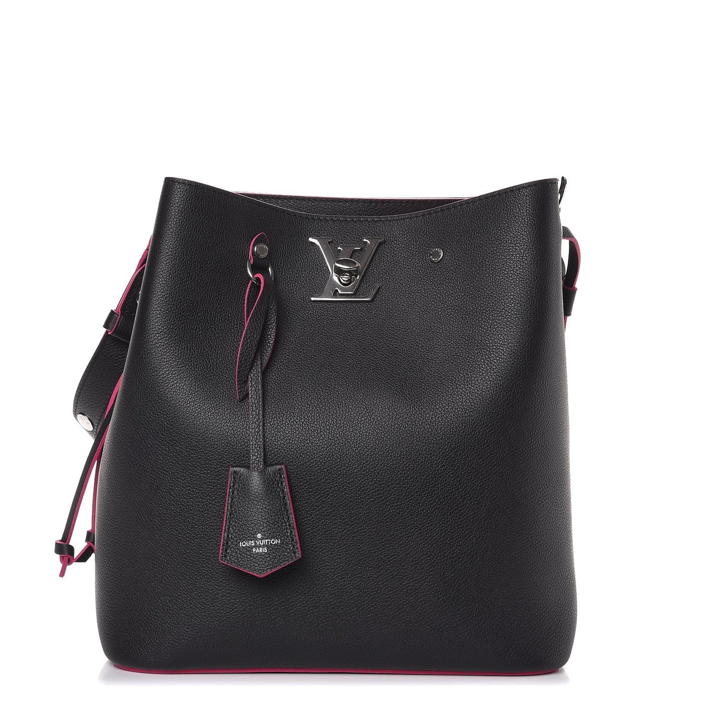 Calfskin Lockme Bucket Black