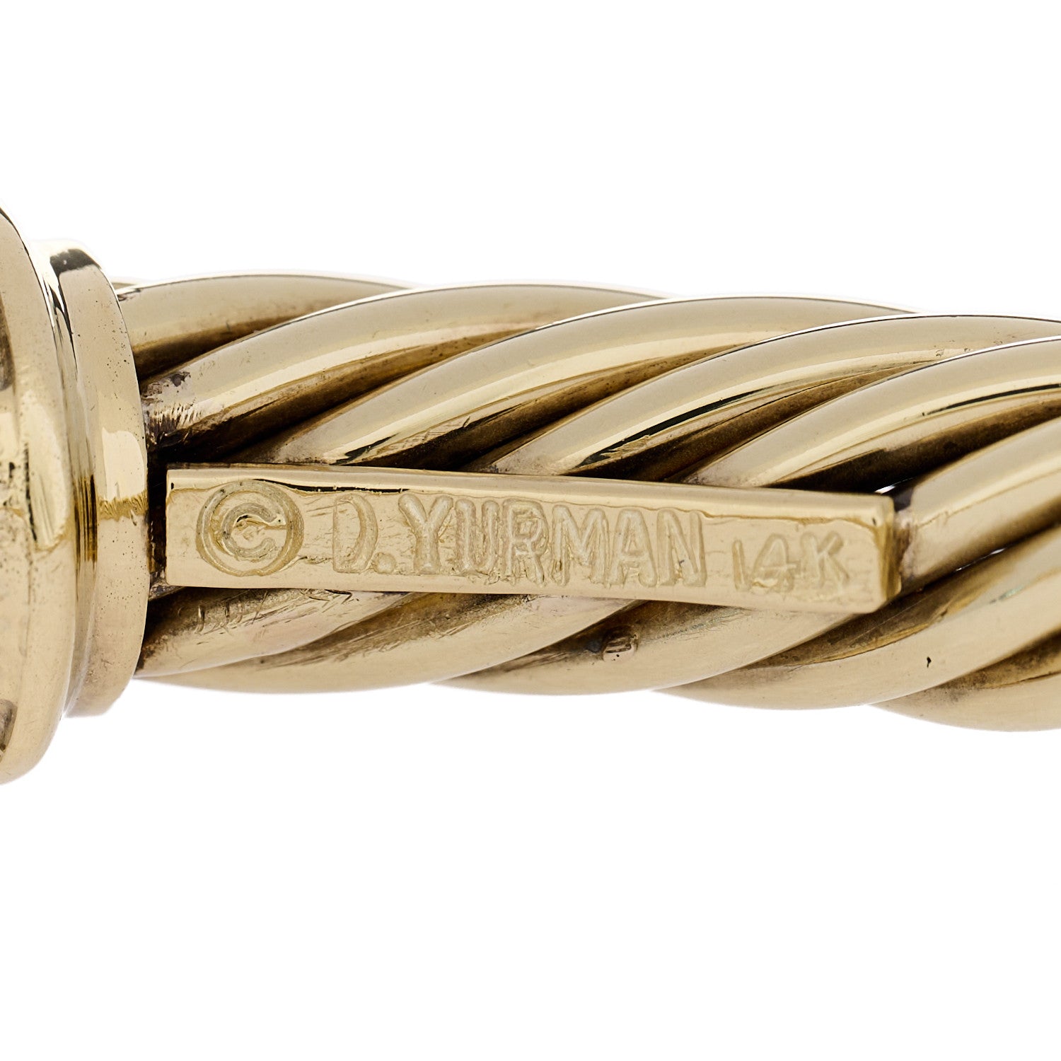 David Yurman 14K Yellow Gold Blue Topaz Pink Tourmaline 7mm Cable Renaissance Bracelet 4 of 4