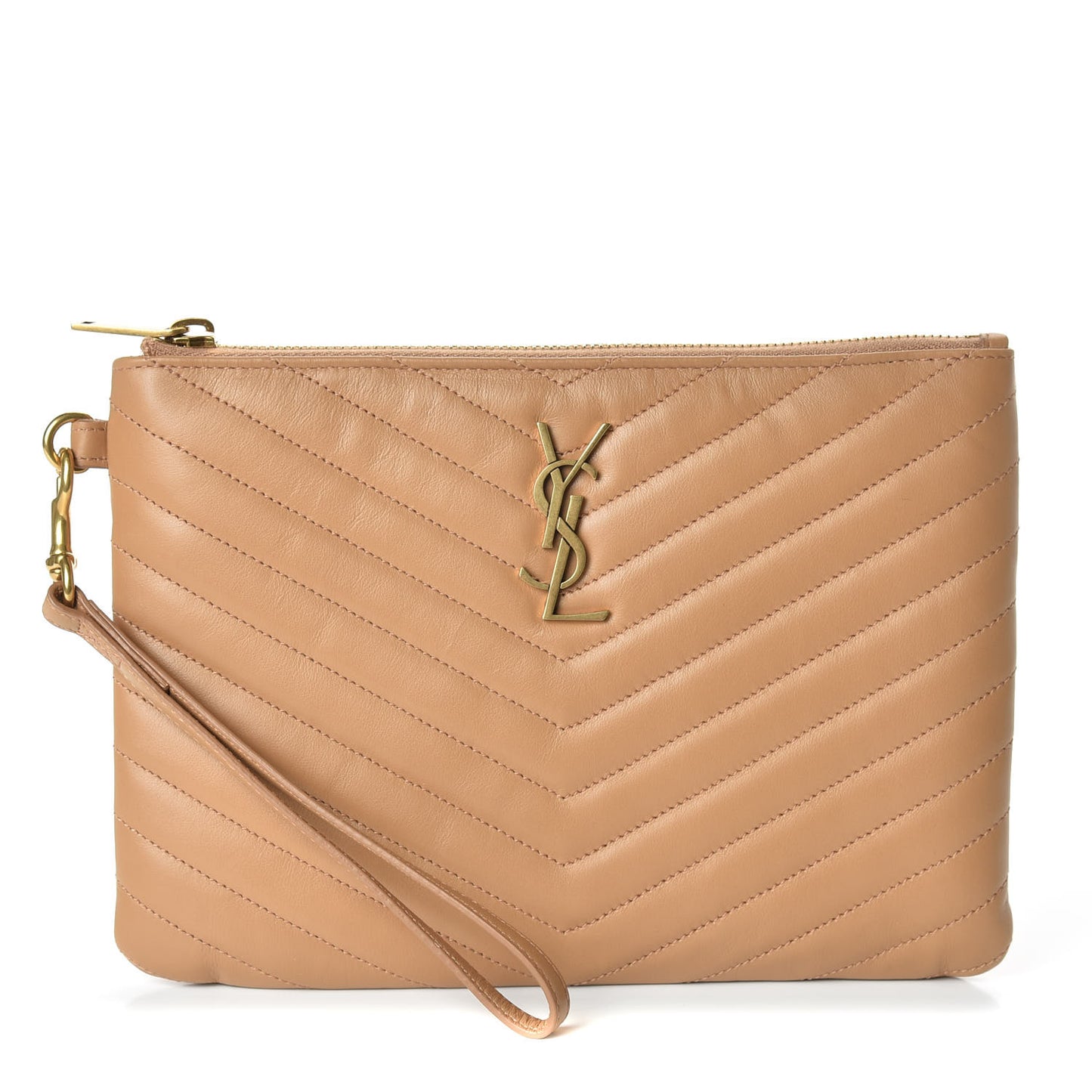 Calfskin Matelasse Chevron Monogram A5 Wristlet Dune