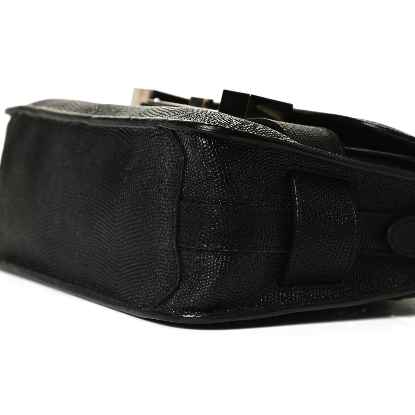 Calfskin Lizard Embossed Mini PS11 Classic Shoulder Bag Black