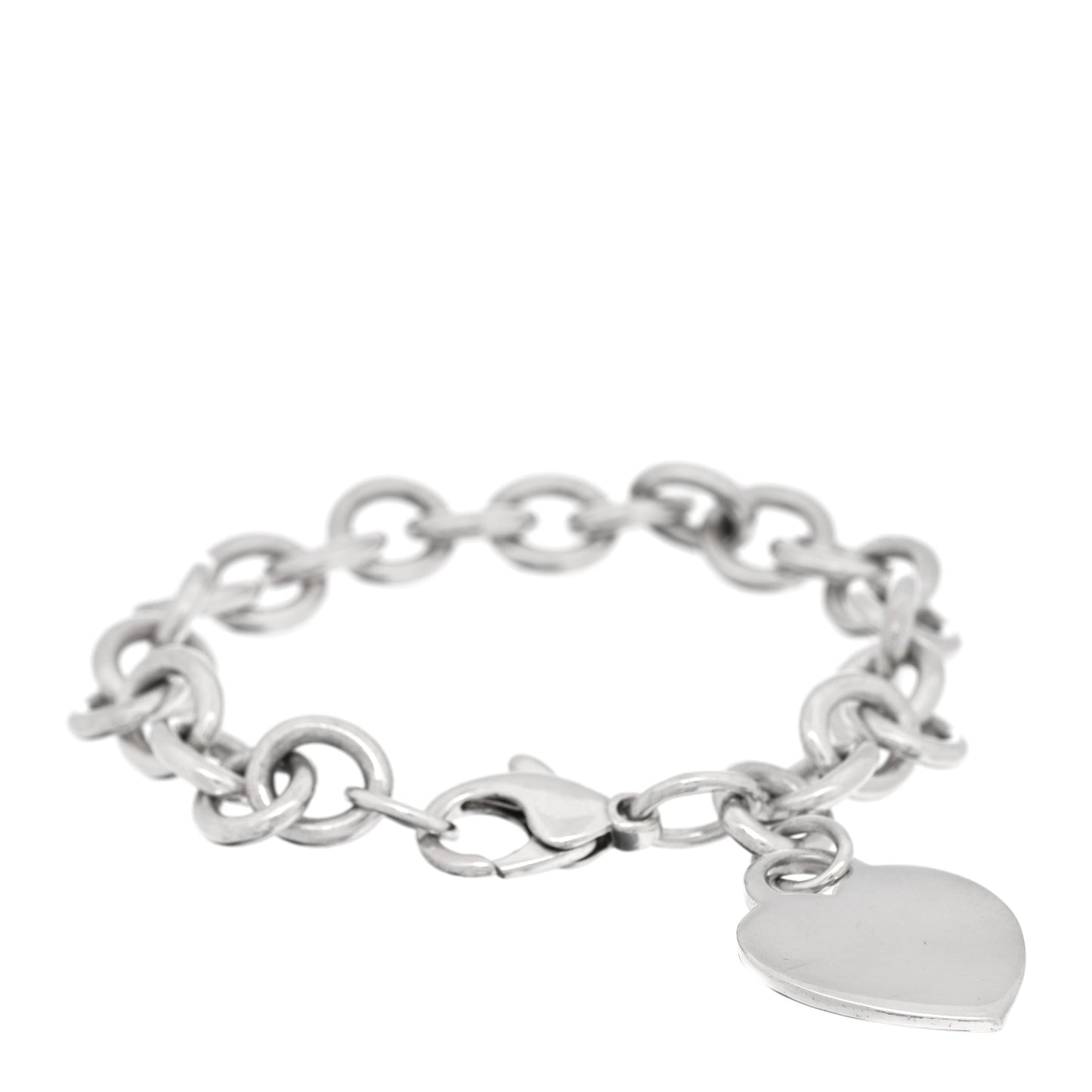 Sterling Silver Heart Tag Charm Bracelet