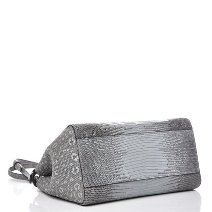 Fendi Lizard Togo Shiny Nappa Mini Peekaboo Iconic Satchel Pale Blue 4 of 11
