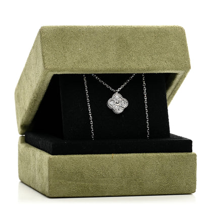 Van Cleef & Arpels 18K White Gold Diamond Sweet Alhambra Pendant Necklace 5 of 5