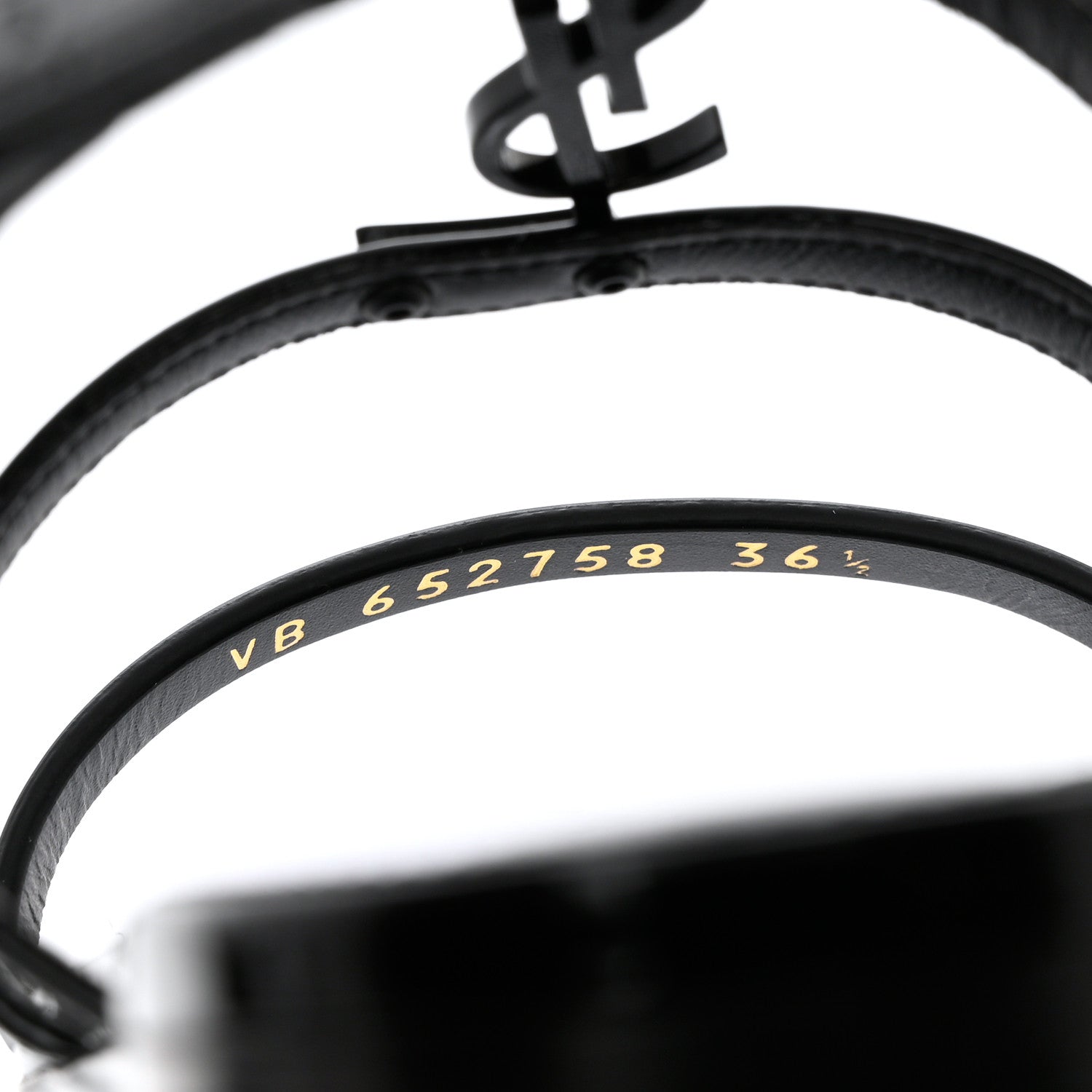Saint Laurent Patent Calfskin Cassandra Monogram Sandals 36.5 Black 9 of 12