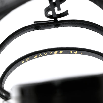 Saint Laurent Patent Calfskin Cassandra Monogram Sandals 36.5 Black 9 of 12