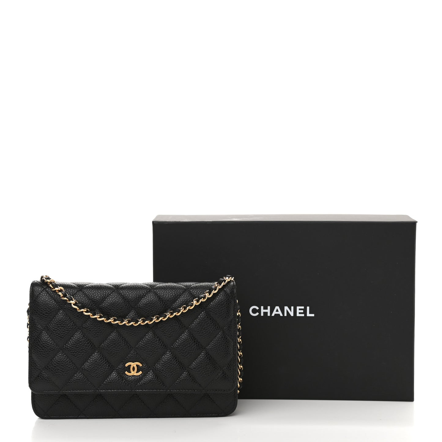 Caviar Quilted Wallet On Chain WOC Black