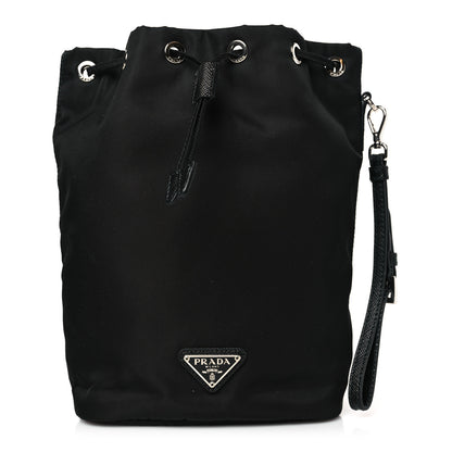 Prada Saffiano Tessuto Nylon Vela Bucket Wristlet Black 1 of 8