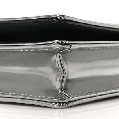 Christian Dior Metallic Patent Micro-Cannage Diorama Wallet on Chain Pouch Silver 8 of 9