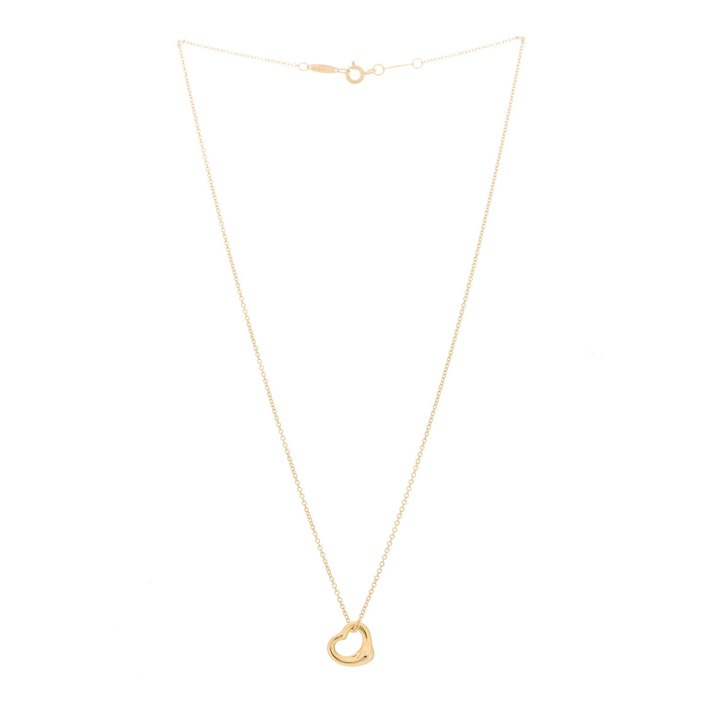 18K Yellow Gold 11mm Elsa Peretti Open Heart Pendant Necklace